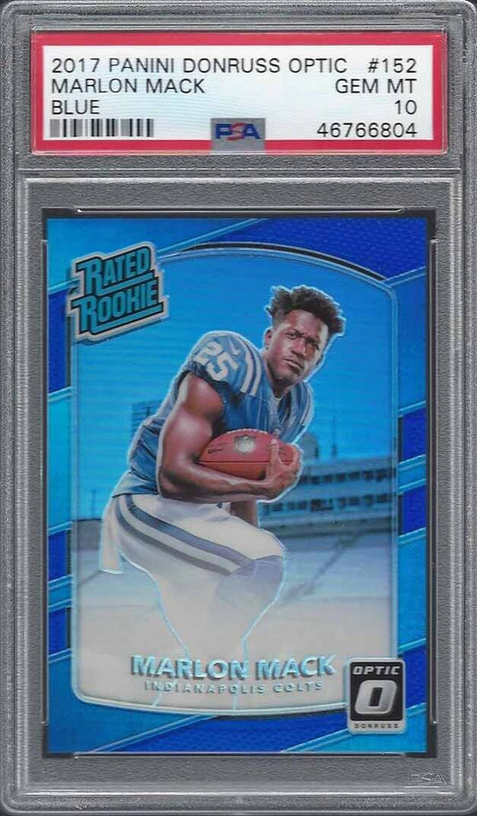 MARLON MACK 2017 DONRUSS OPTIC BLUE HOLO ROOKIE RC #D 122/149 PSA 10 GEM POP 3