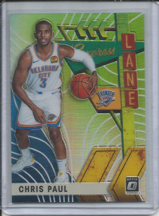 CHRIS PAUL 2019-20 DONRUSS OPTIC EXPRESS LANE LIME GREEN HOLO PRIZM #D 107/149