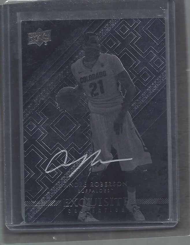 ANDRE ROBERSON 2013-14 UD EXQUISITE BLACK & WHITE SP RARE ON CARD ROOKIE AUTO RC