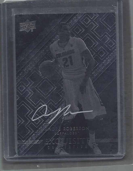 ANDRE ROBERSON 2013-14 UD EXQUISITE BLACK & WHITE SP RARE ON CARD ROOKIE AUTO RC