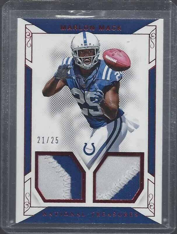 MARLON MACK 2017 NATIONAL TREASURES RED DUAL ROOKIE PATCH RC #D 21/25