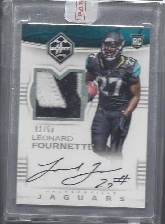 LEONARD FOURNETTE 2017 LIMITED SILVER HOLO RPA ROOKIE PATCH AUTO RC #D 2/50