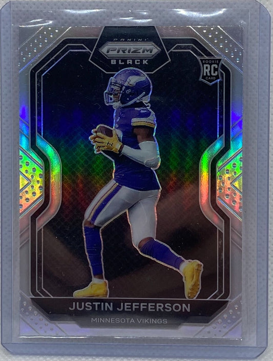 JUSTIN JEFFERSON 2020 PANINI CHRONICLES PRIZM BLACK SILVER PRIZMS RC #PB-9