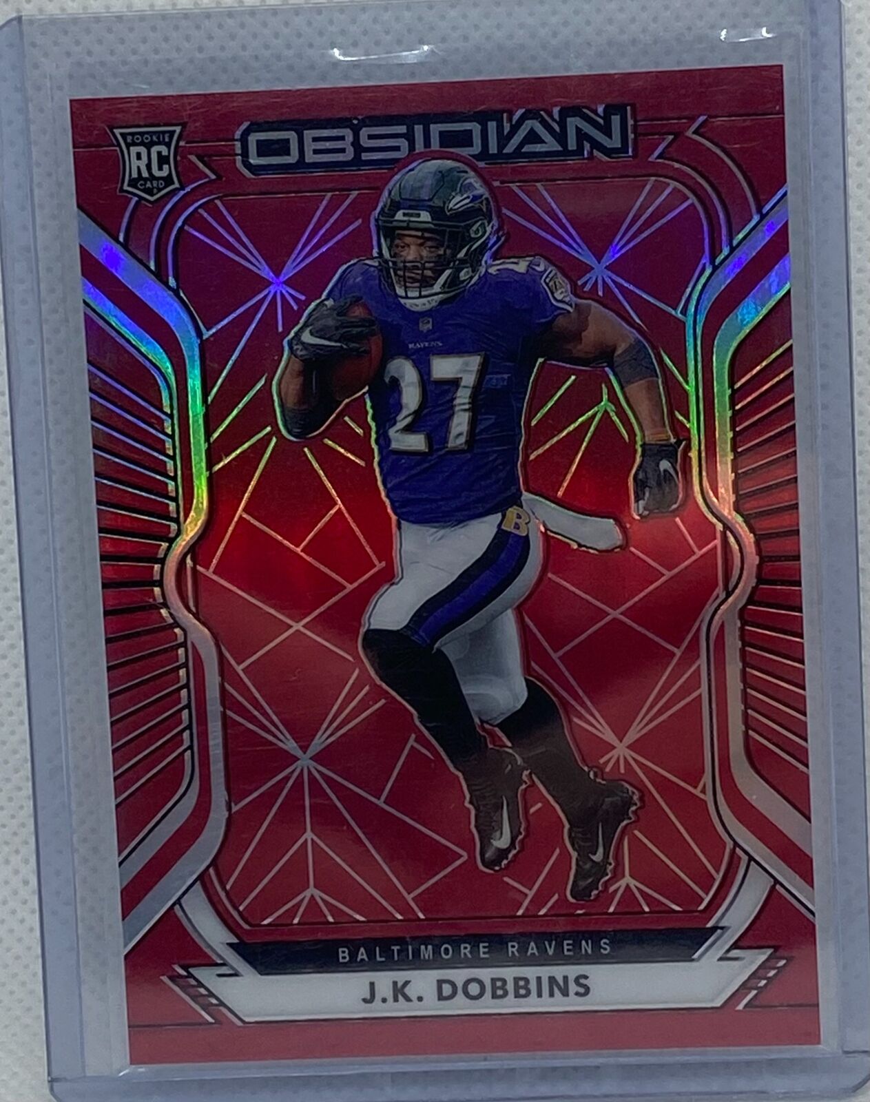 J.K DOBBINS 2020 PANINI OBSIDIAN ETCH RED RC #D 5/26