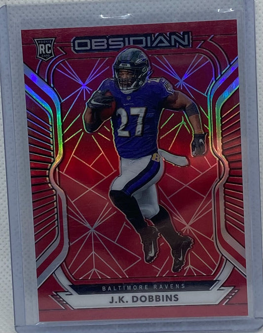 J.K DOBBINS 2020 PANINI OBSIDIAN ETCH RED RC #D 5/26