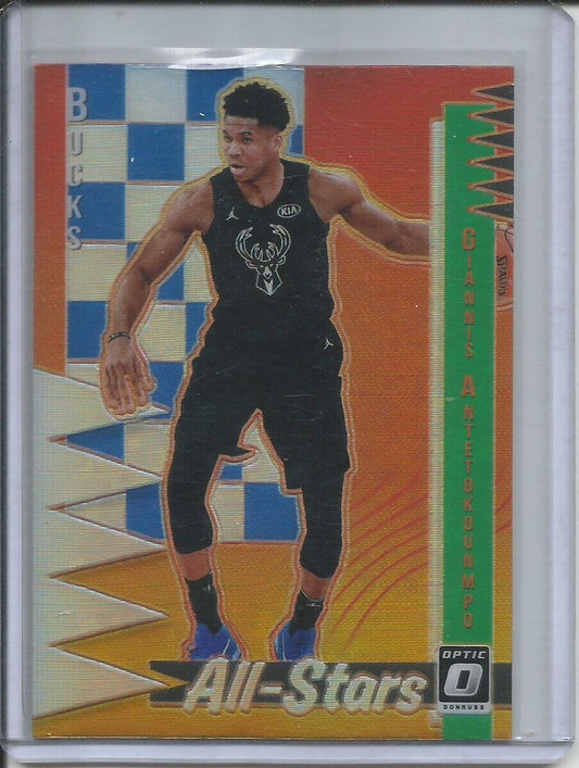 GIANNIS ANTETOKOUNMPO 2018-19 DONRUSS OPTIC ALL-STARS HOLO SILVER PRIZM CARD 14