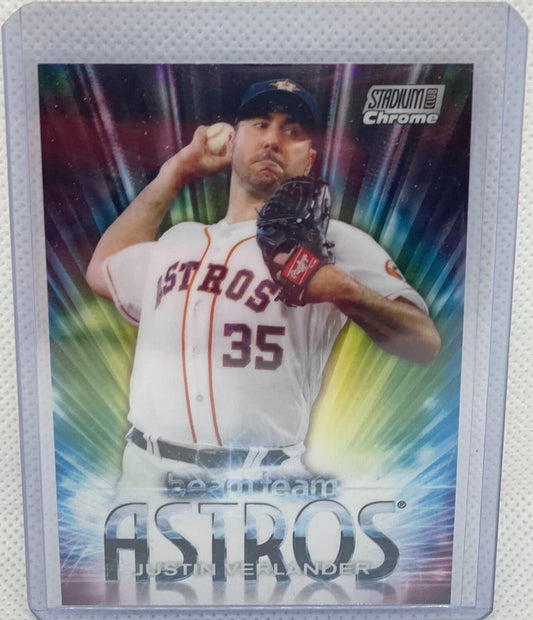 JUSTIN VERLANDER TOPPS 2020 STADIUM CLUB CHROME BEAM TEAM REFRACTOR #BT-23