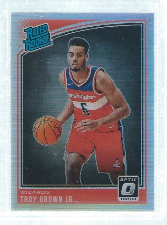 TROY BROWN JR. 2018-19 PANINI DONRUSS OPTIC SILVER HOLO PRIZMS RC #192
