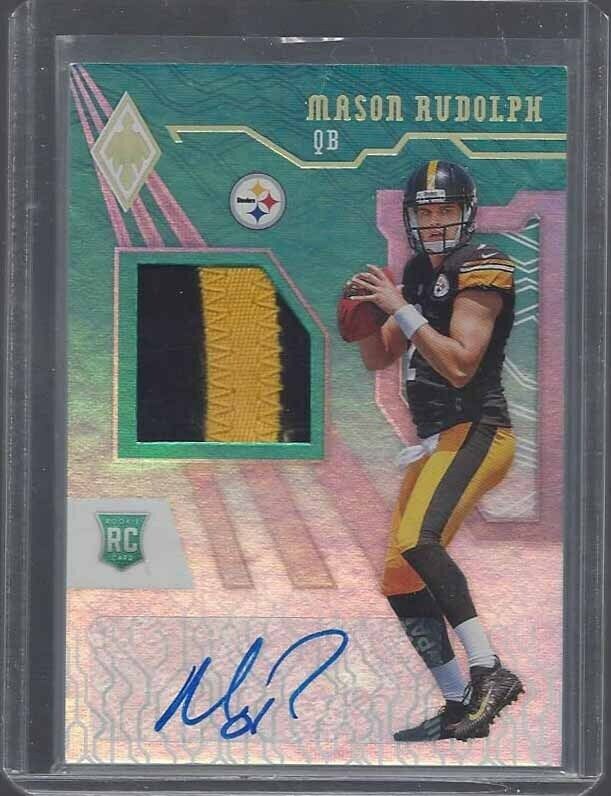 MASON RUDOLPH 2018 PANINI PHOENIX GREEN RPA ROOKIE PATCH AUTO RC #D 12/25