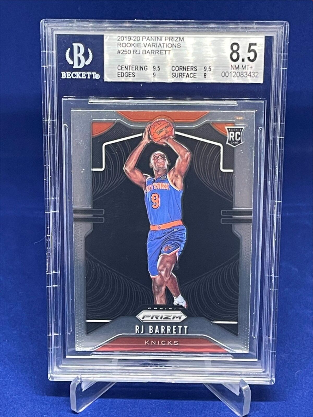 RJ BARRETT 2019-20 PANINI PRIZM ROOKIE VARIATIONS SSP RC #250 BGS 8.5