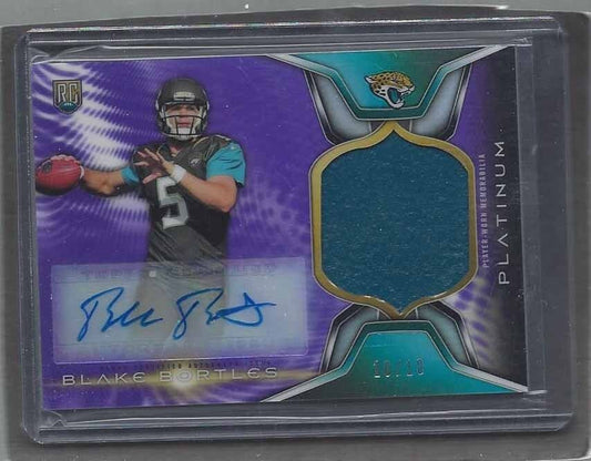 BLAKE BORTLES 2014 TOPPS PLATINUM PURPLE REFRACTOR RPA PATCH AUTO RC #D 10/10