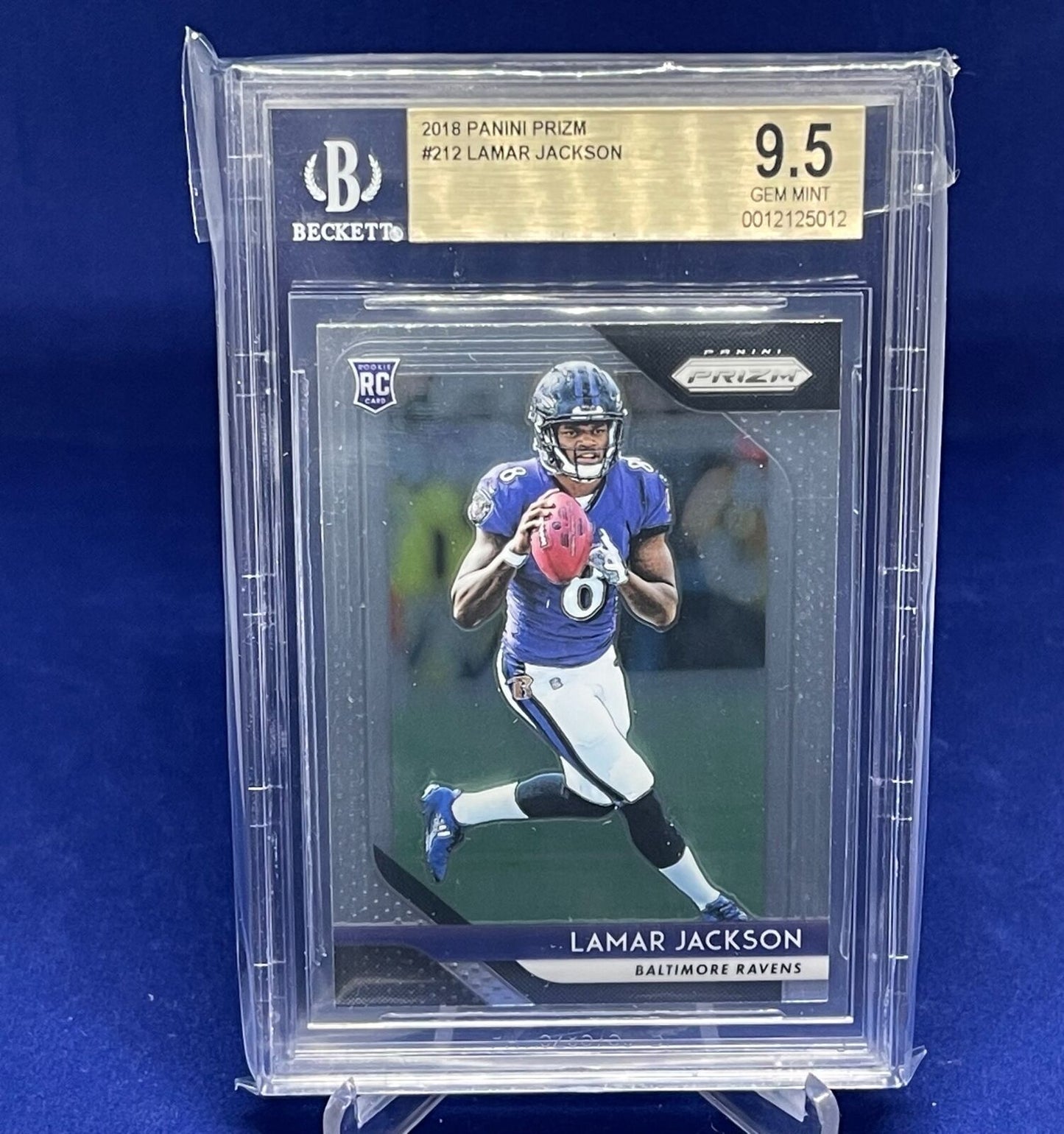 LAMAR JACKSON 2018 PANINI PRIZM ROOKIE RC #212 BGS 9.5 GEM MINT