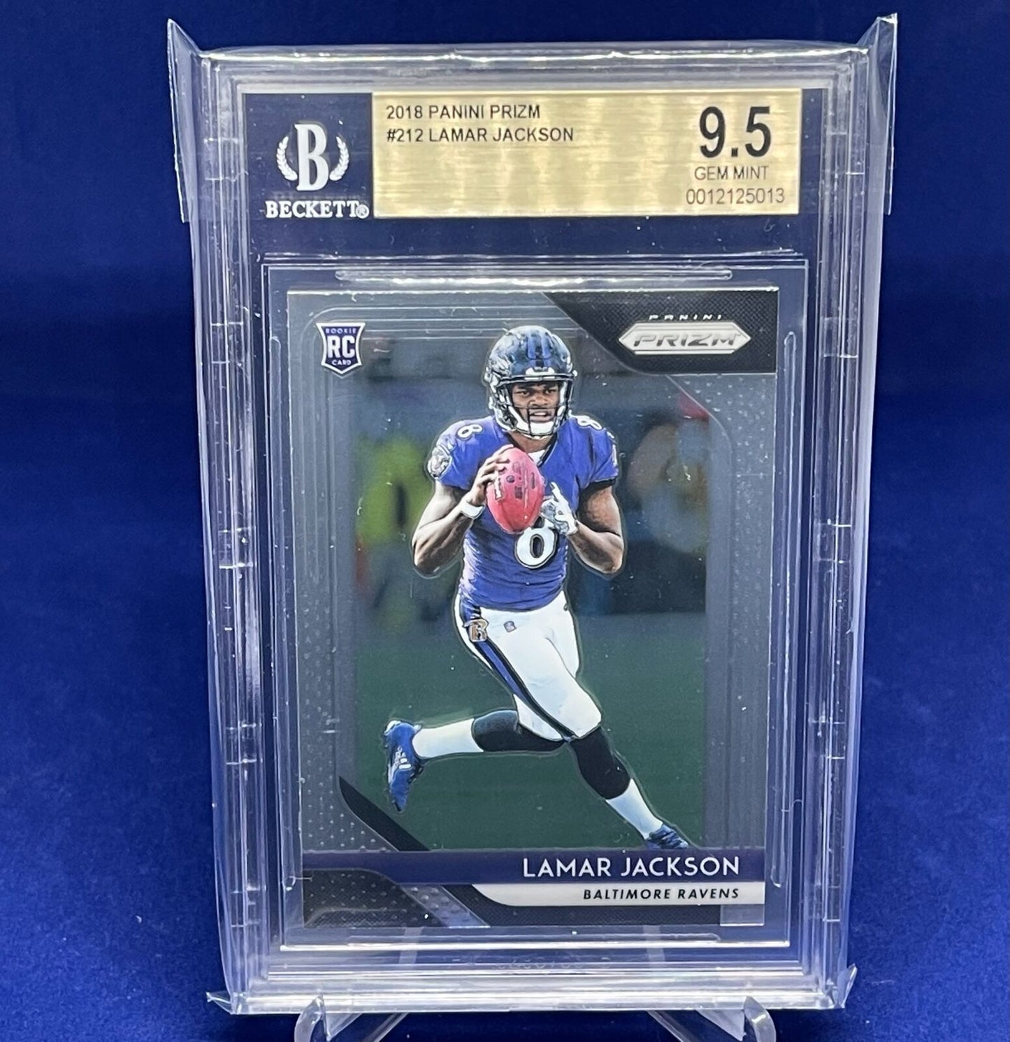 LAMAR JACKSON 2018 PANINI PRIZM ROOKIE RC #212 BGS 9.5 GEM MINT