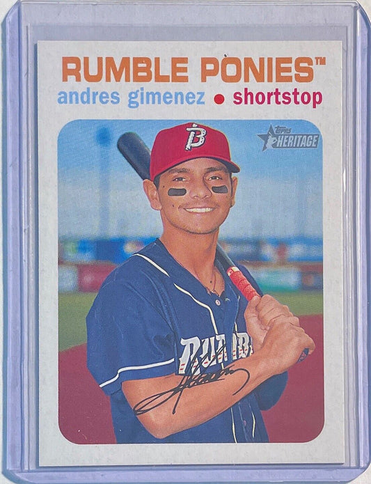 ANDRES GIMENEZ 2020 TOPPS HERITAGE MINORS PROSPECT WHITE #D 34/50