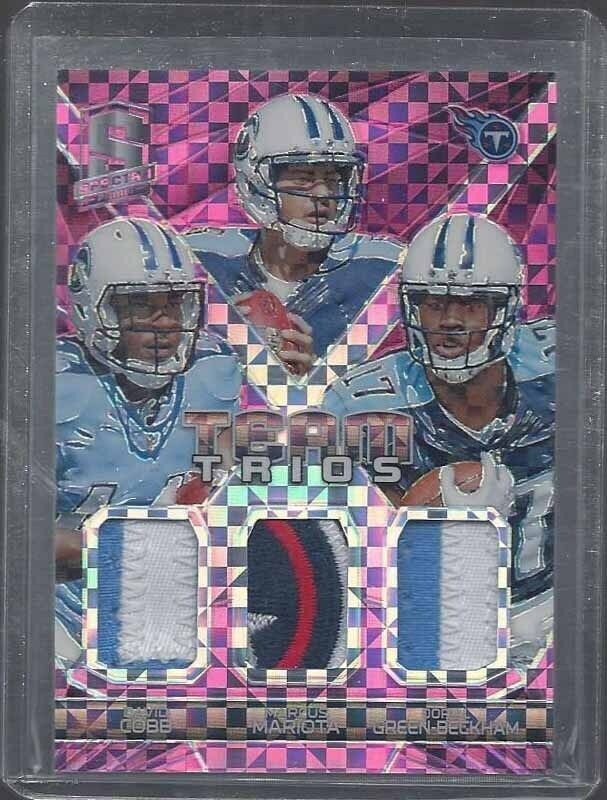 1/1 MARCUS MARIOTA 2015 SPECTRA TRIOS PINK PRIZM LOGO PATCH RC #D 8/10 JERSEY #8