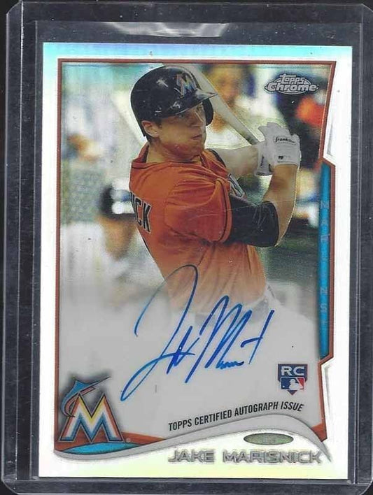 JAKE MARISNICK 2014 TOPPS CHROME REFRACTOR ON CARD ROOKIE AUTO RC #D 20/499