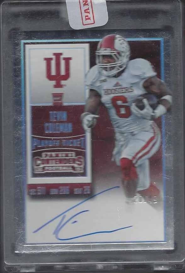 TEVIN COLEMAN 2015 CONTENDERS COLLEGE PLAYOFF TICKET ON CARD AUTO RC #D 20/49