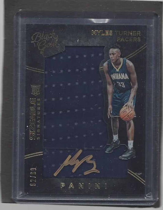 MYLES TURNER 2015-16 BLACK GOLD SIZEABLE SIGS JUMBO JERSEY ON CARD AUTO RC /99