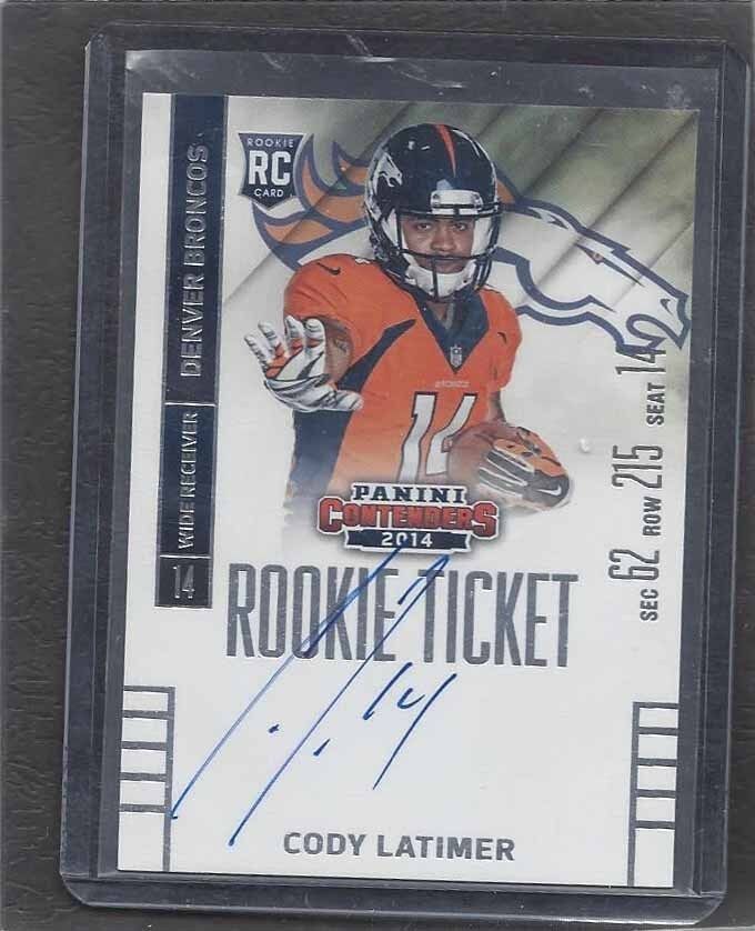 CODY LATIMER 2014 CONTENDERS ROOKIE TICKET VARIATION ON CARD AUTO RC #210