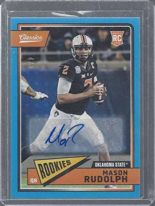 MASON RUDOLPH 2018 CLASSICS LIGHT BLUE BORDER ROOKIE AUTO RC #D 4/5