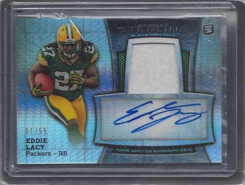 EDDIE LACY 2013 BOWMAN STERLING RPA PRISM REFRACTOR PATCH AUTO RC #D 1/55