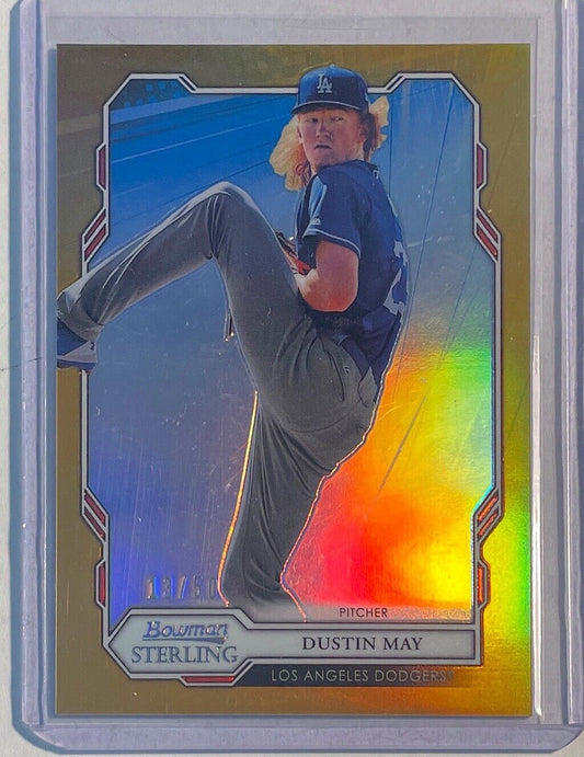 DUSTIN MAY 2019 BOWMAN STERLING PROSPECT GOLD REFRACTOR #D 13/50