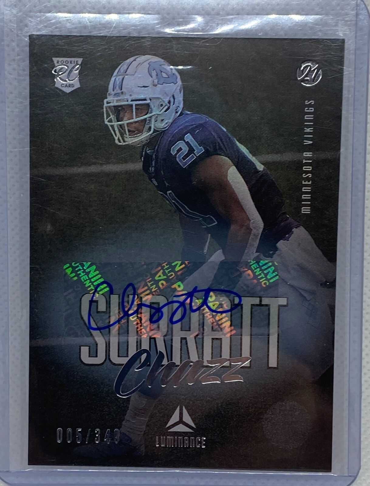 CHAZZ SURRATT 2021 PANINI LUMINANCE SILVER AUTO RC #D 005/349