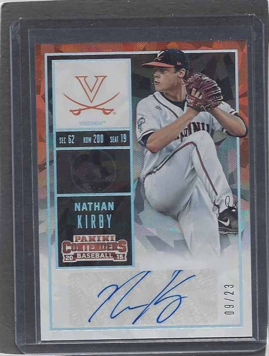 NATHAN KIRBY 2015 CONTENDERS BREWERS PROSPECT CRACKED ICE AUTO #D 9/23