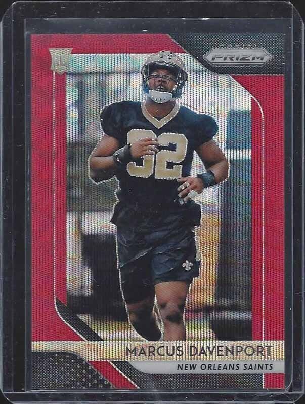 MARCUS DAVENPORT 2018 PANINI PRIZM RUBY RED WAVE ROOKIE PRIZMS RC #D /149