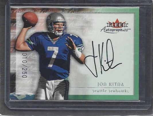 JON KITNA 2000 SKYBOX AUTOGRAPHICS SEAHAWKS SILVER ON CARD AUTO #D 10/250