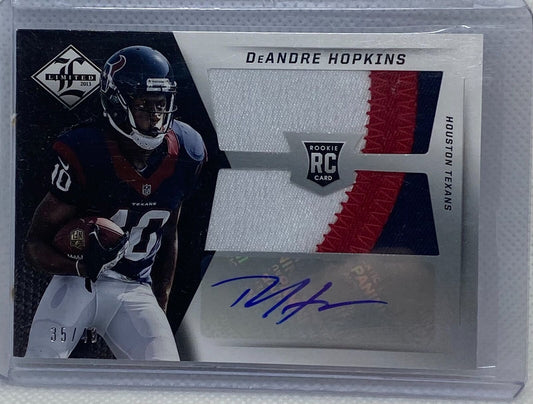 DEANDRE HOPKINS 2013 PANINI LIMITED DUAL PATCH AUTO RC #D 35/49