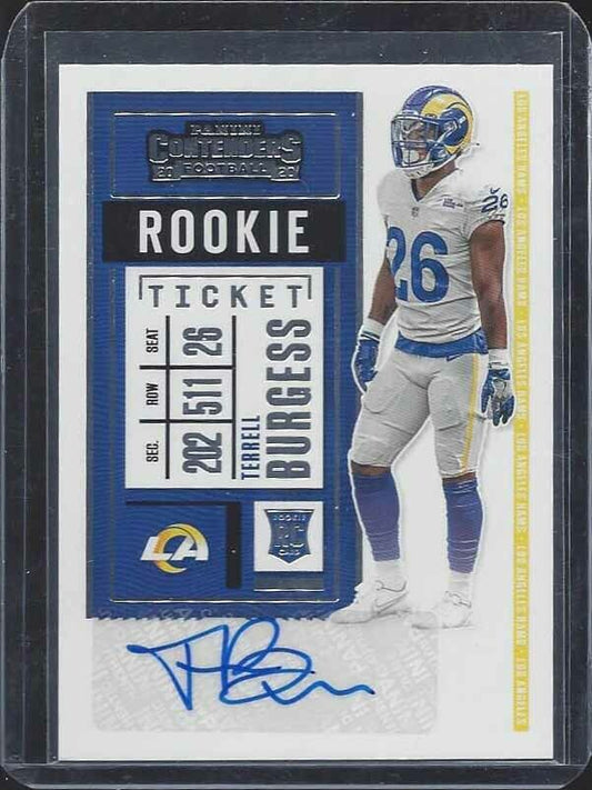 TERRELL BURGESS 2020 CONTENDERS RAMS ROOKIE TICKET AUTO RC #282