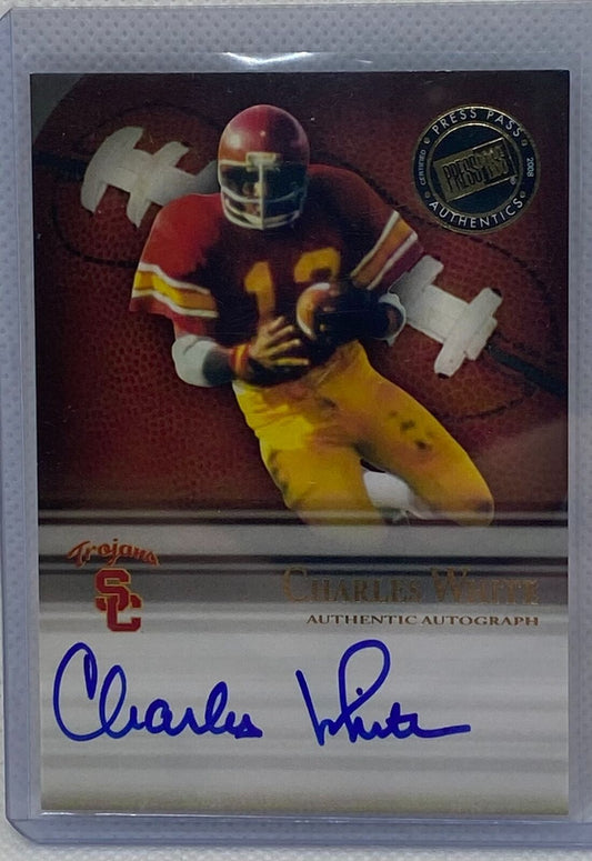 CHARLES WHITE 2008 PRESS PASS AUTHENTICS ON CARD AUTO #D 096/100