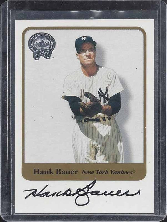 HANK BAUER 2001 FLEER GREATS OF THE GAME YANKEES ON CARD AUTO