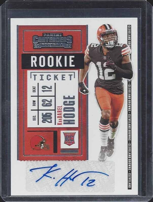 KHADAREL HODGE 2020 CONTENDERS BROWNS ROOKIE TICKET TRUE RC AUTO #225