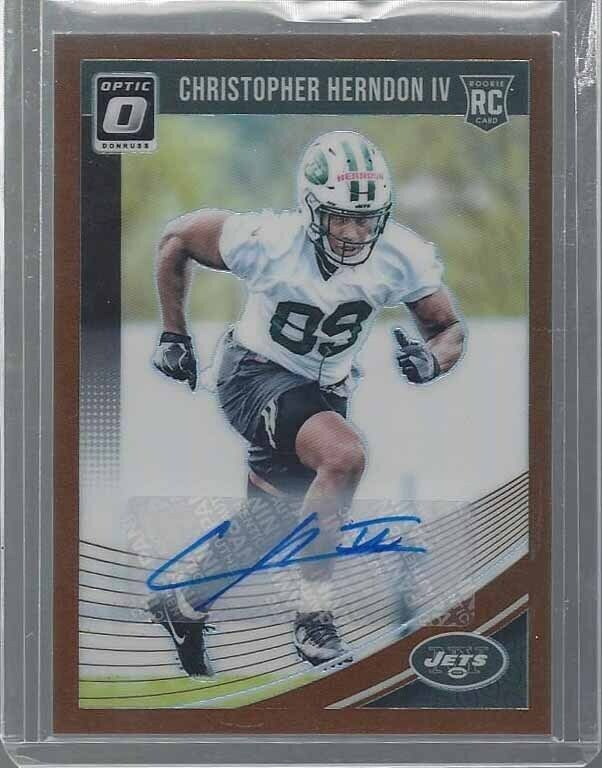 CHRISTOPHER HERNDON IV 2018 DONRUSS OPTIC COPPER HOLO NEW YORK JETS AUTO RC