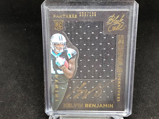KELVIN BENJAMIN 2014 PANINI BLACK GOLD SIZEABLE JERSEY AUTO RC #D 199/199