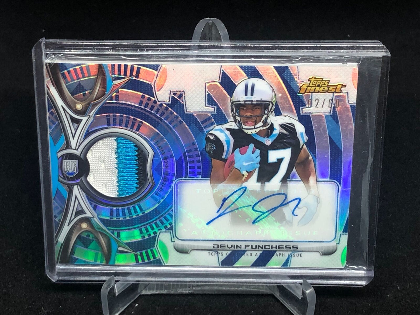 DEVIN FUNCHESS 2015 TOPPS FINEST DIAMOND REFRACTOR 3 CLR PATCH AUTO RC #D 2/60