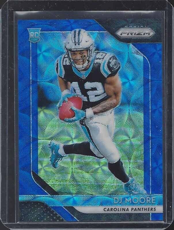 D.J. MOORE 2018 PANINI PRIZM BLUE SCOPE ROOKIE PRIZMS RC #D 58/99
