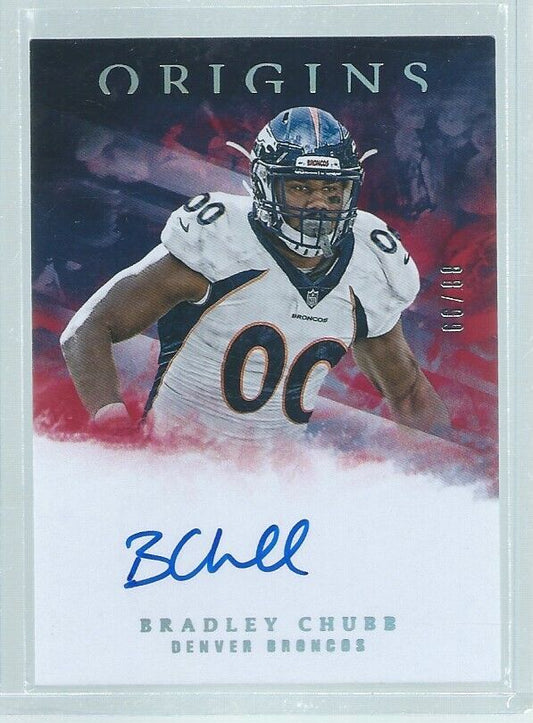 BRADLEY CHUBB 2018 PANINI ORIGINS RED ON-CARD AUTO RC #D 66/89