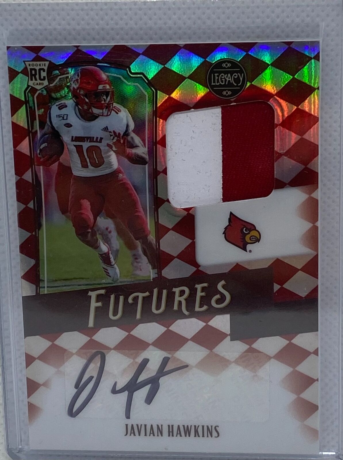 JAVIAN HAWKINS 2021 PANINI LEGACY FUTURES RED RPA PATCH AUTO RC #D 093/100