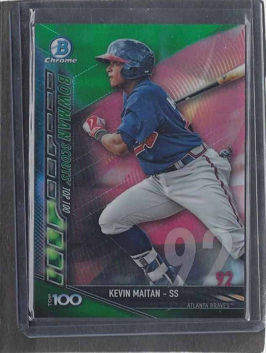 KEVIN MAITAN 2017 BOWMAN CHROME SCOUTS TOP 100 PROSPECT GREEN REFRACTOR #D 82/99
