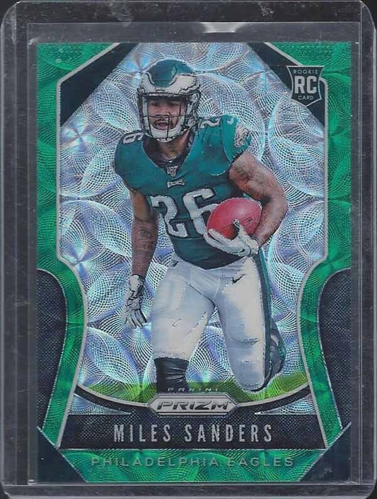 MILES SANDERS 2019 PANINI PRIZM GREEN SCOPE ROOKIE PRIZMS RC #D 45/75