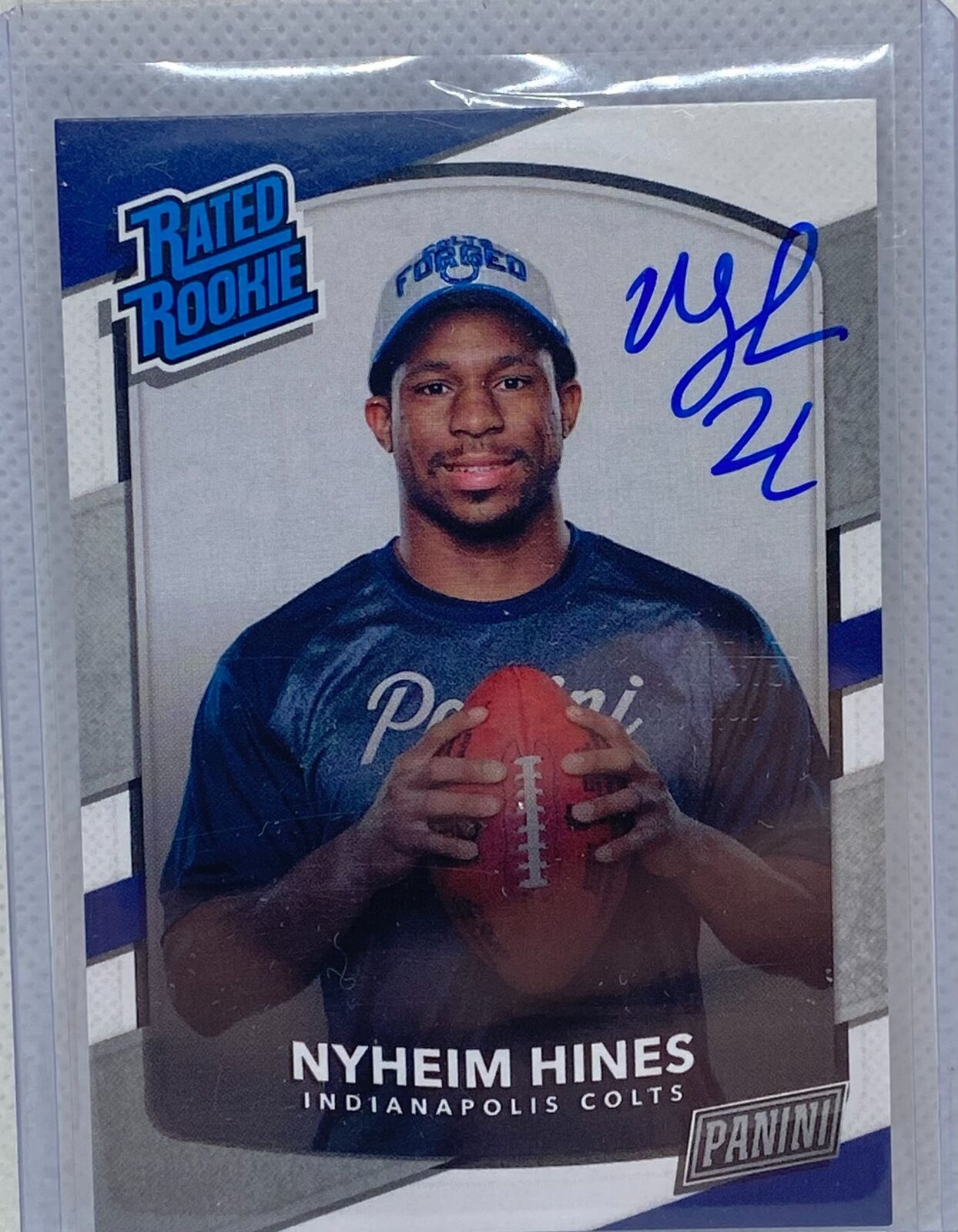 NYHEIM HINES 2018 PANINI RATED ROOKIE PERSONAL EDITION ON CARD AUTO RC