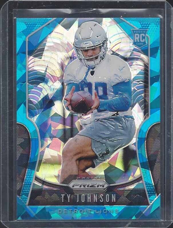TY JOHNSON 2019 PANINI PRIZM BLUE ICE CRYSTALS ROOKIE PRIZMS RC #D 92/99