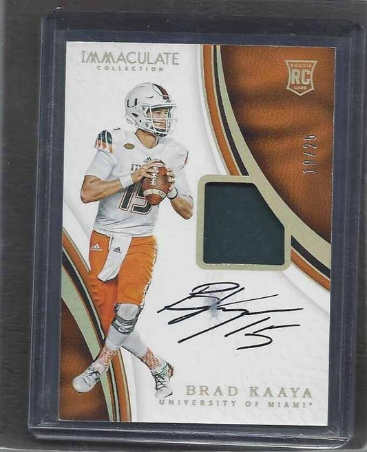 BRAD KAAYA 2017 IMMACUALTE MIAMI HURRICANES RPA PATCH AUTO RC #D 19/25