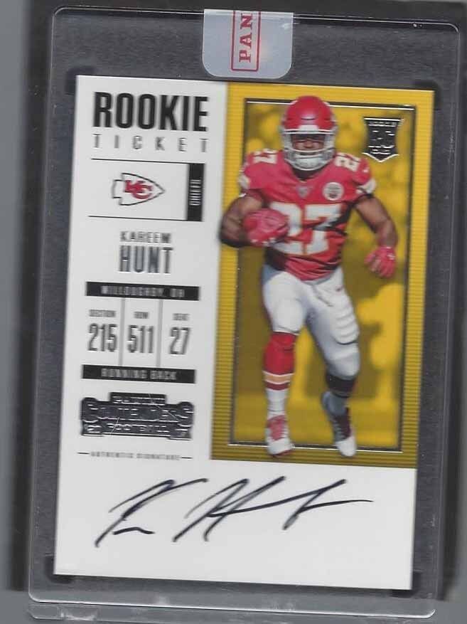 KAREEM HUNT 2017 PANINI CONTENDERS ROOKIE TICKET CHIEFS ON CARD AUTO RC #317