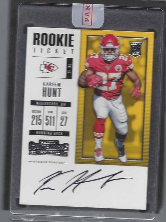 KAREEM HUNT 2017 PANINI CONTENDERS ROOKIE TICKET CHIEFS ON CARD AUTO RC #317