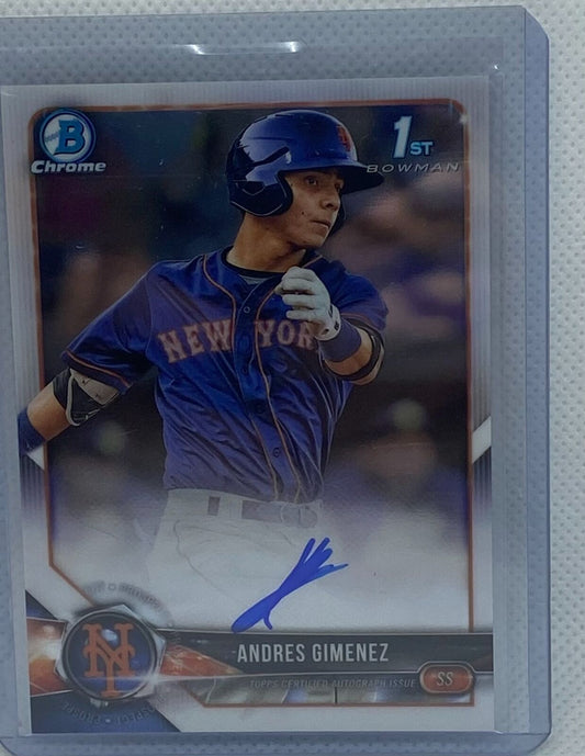 ANDRES GIMENEZ 2018 TOPPS 1ST BOWMAN CHROME PROSPECTS ON CARD AUTO #CPA-AG