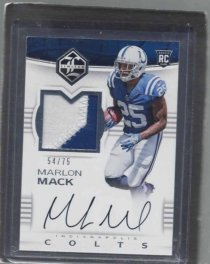 MARLON MACK 2017 PANINI LIMITED SILVER COLTS ROOKIE PATCH ON CARD AUTO RC #D /75